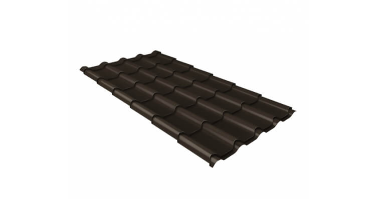 Металлочерепица камея 0,5 Rooftop Бархат RR 32 темно-коричневый