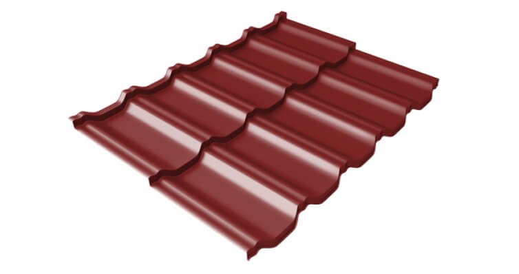 Профиль волновой модульный квинта uno GL c 3D резом 0,45 PE RAL 3011 коричнево-красный
