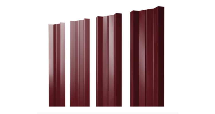 Штакетник М-образный А с прямым резом 0.5 PurLite Matt RAL 3005 красное вино