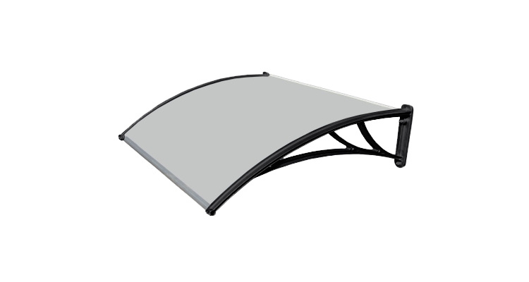 Козырек Krovent из поликарбоната 1200х930х280 серебристый (черный кронштейн)