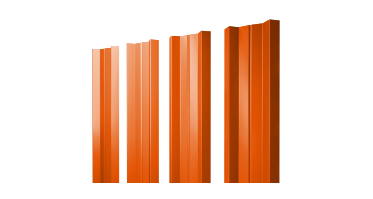 Штакетник М-образный А с прямым резом 0.45 PE RAL 2004 оранжевый